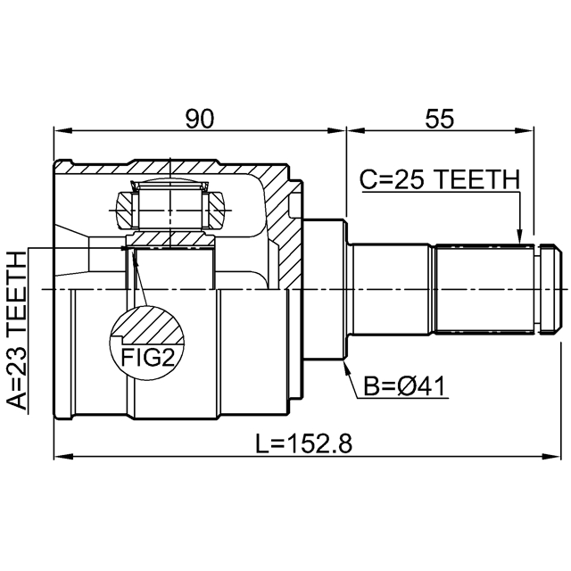Шрус внутренний левый 23X41X25 preview 2