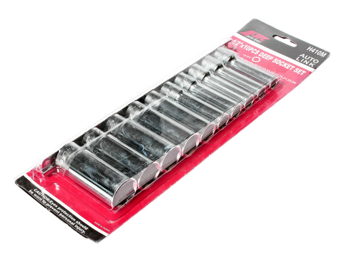 Набор головок торцевых глубоких 6-гранных 1/2" 10-24мм, длина 76мм 10шт JTC preview 1