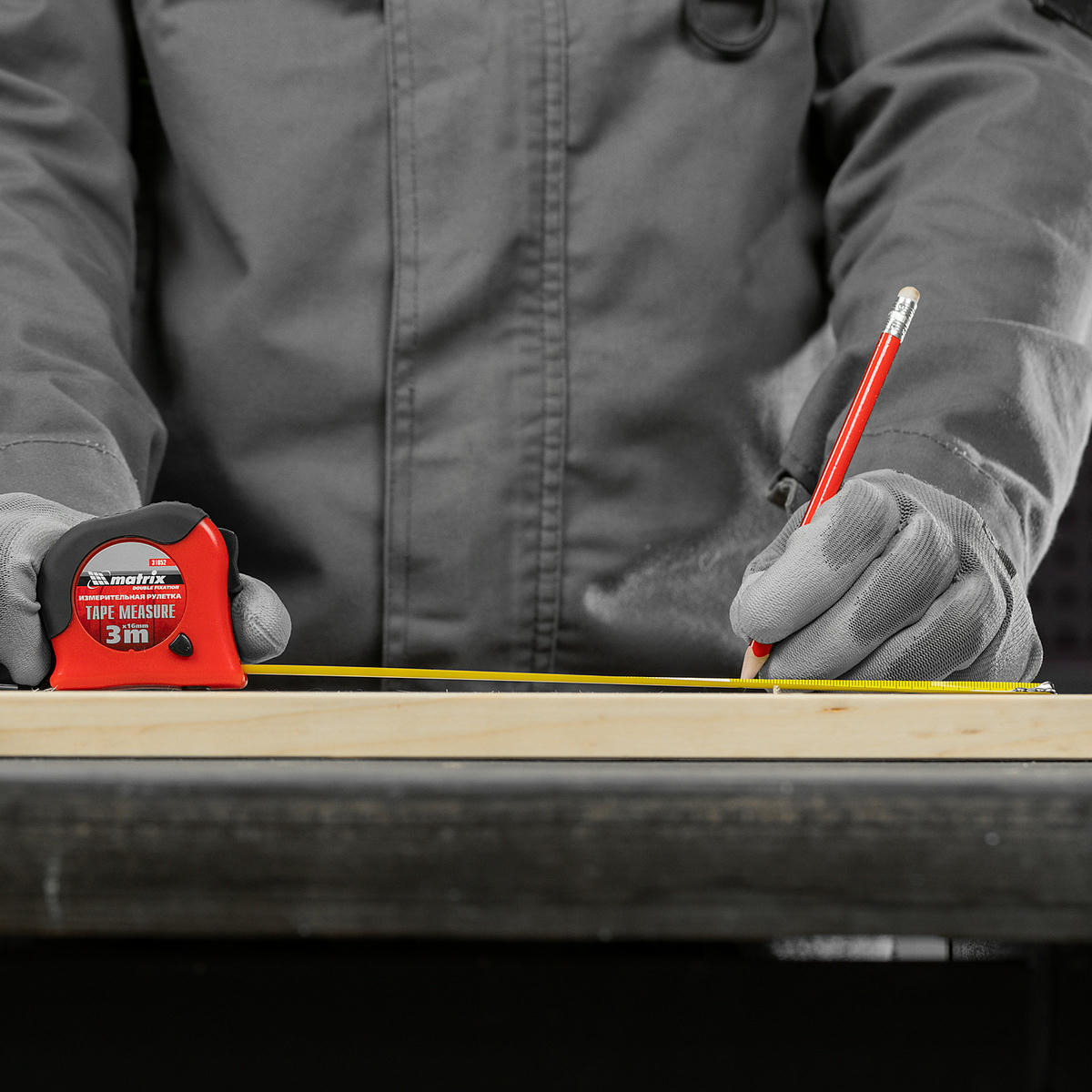 Рулетка Double fixation, 3 м х 16 мм, обрезиненный корпус, двойная плавная фиксация MATRIX preview 8