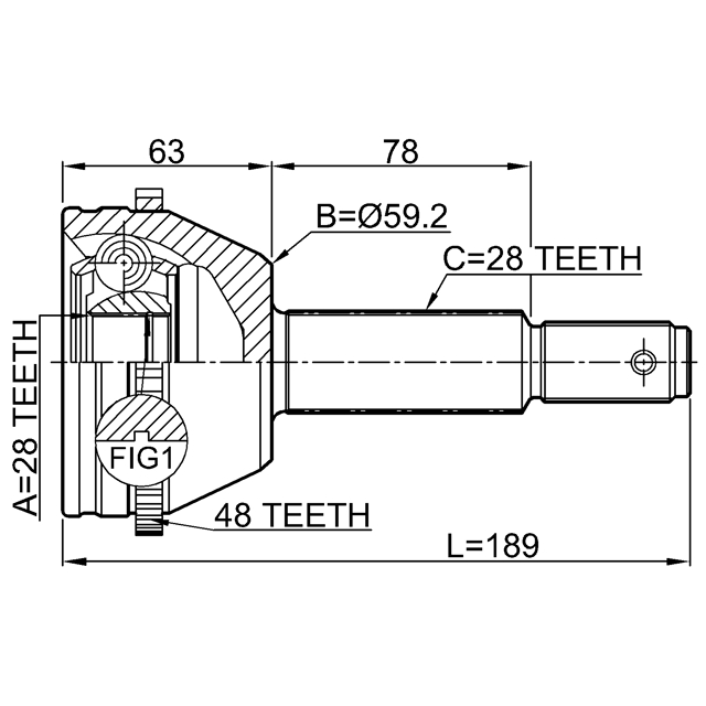 Шрус наружный 28X59X28 preview 2
