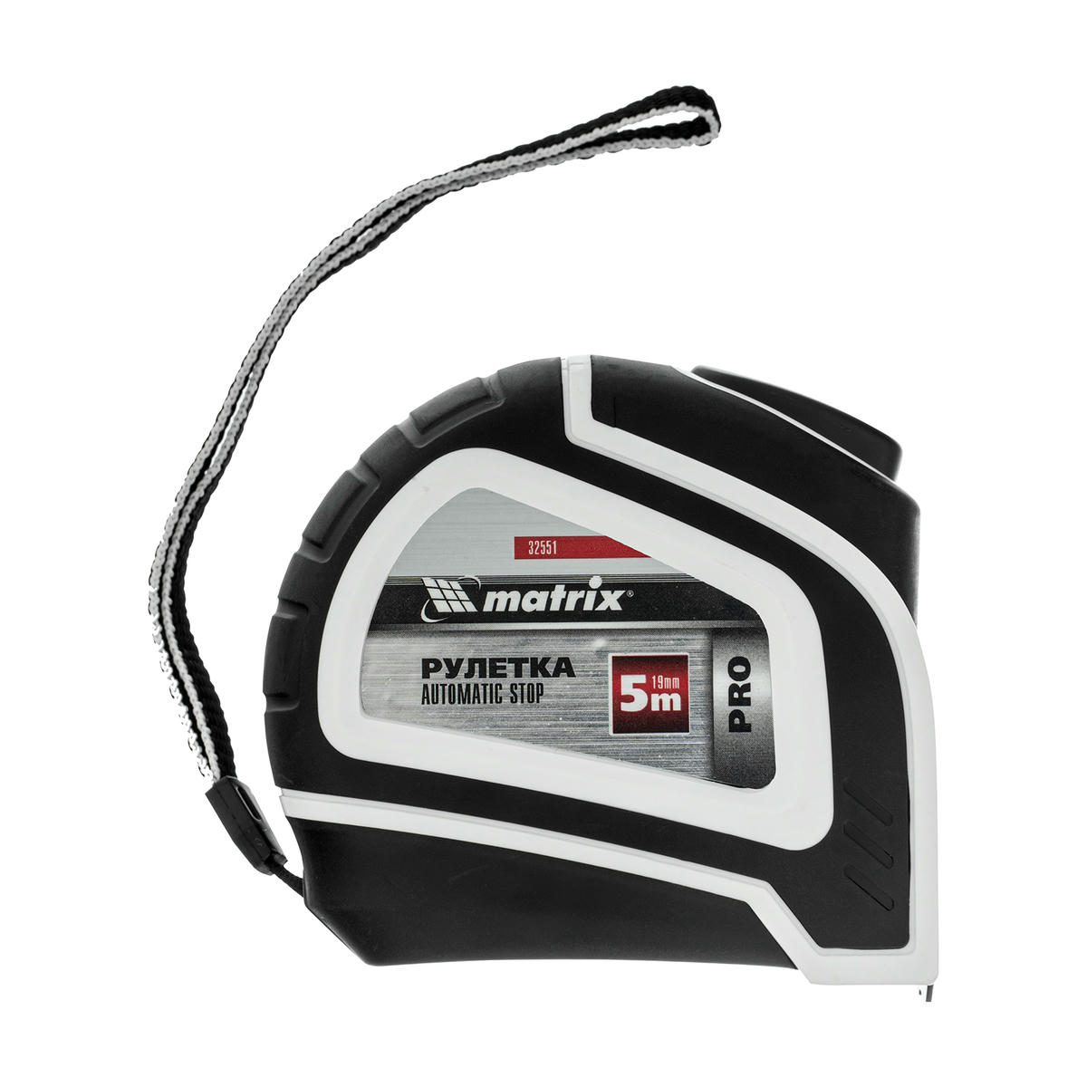 Рулетка Autostop, 5 м х 19 мм, двухкомпонентный корпус, автоматическая фиксация, PRO// Matrix preview 4