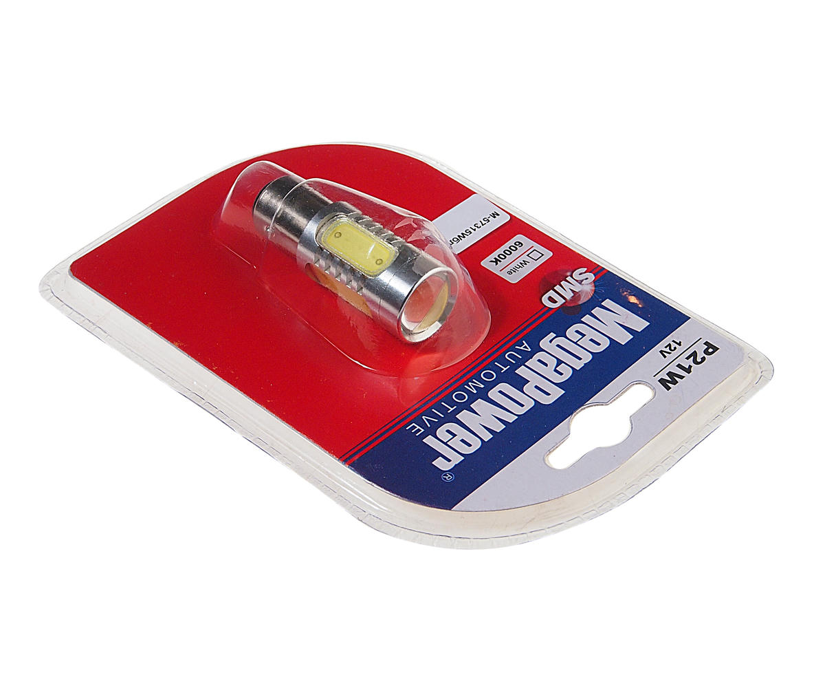 Лампа P21/5W (BAY15d) 5 SMD MEGA WHITE блистер 6000K 12V MEGAPOWER preview 1