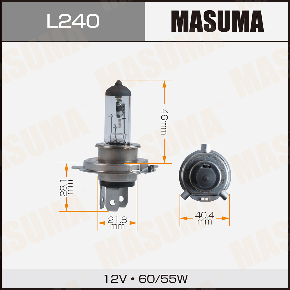 Лампа 12V H4 60/55W MASUMA 1 шт. картон L240 preview 1
