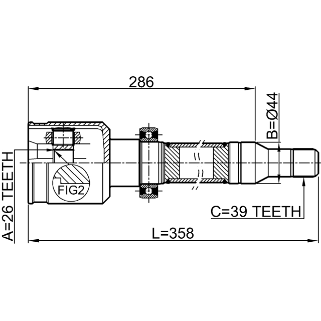 2711-S80RH_ШРУС внутренний правый с валом к-кт! Volvo S80 99-06 preview 2