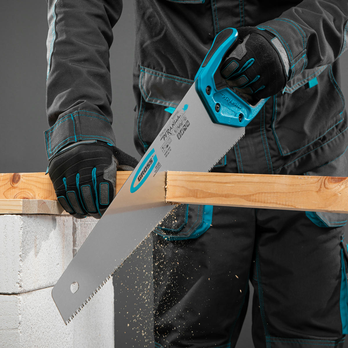 Ножовка по дереву "PIRANHA", 450 мм, 7-8 TPI, зуб - 3D, каленый зуб, 2-х комп. рук-ка GROSS preview 1