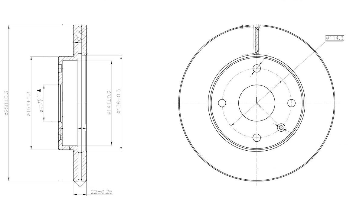 Диск торм. для а/м Chery Fora (06-)/TAGAZ Vortex Estina (08-) перед. d=258 (DF 051309) preview 3