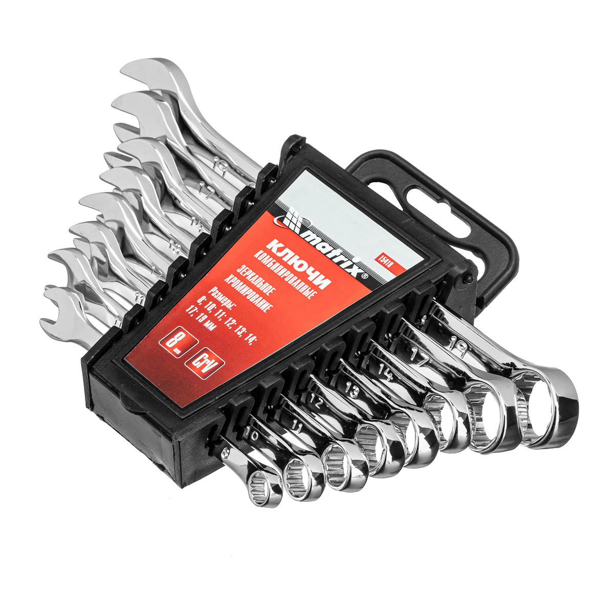 Набор ключей комбинированных 8-19 мм, 8 шт., CrV, полированный хром MATRIX preview 2