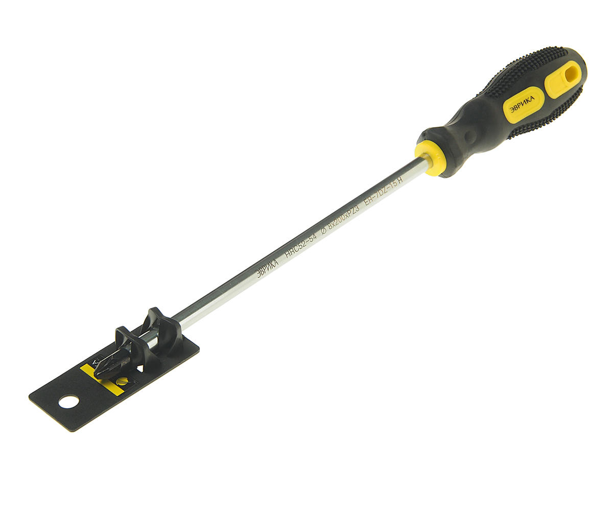 Отвертка крестовая ЭВРИКА PZ3 8х200мм с противоскользящей ручкой preview 1
