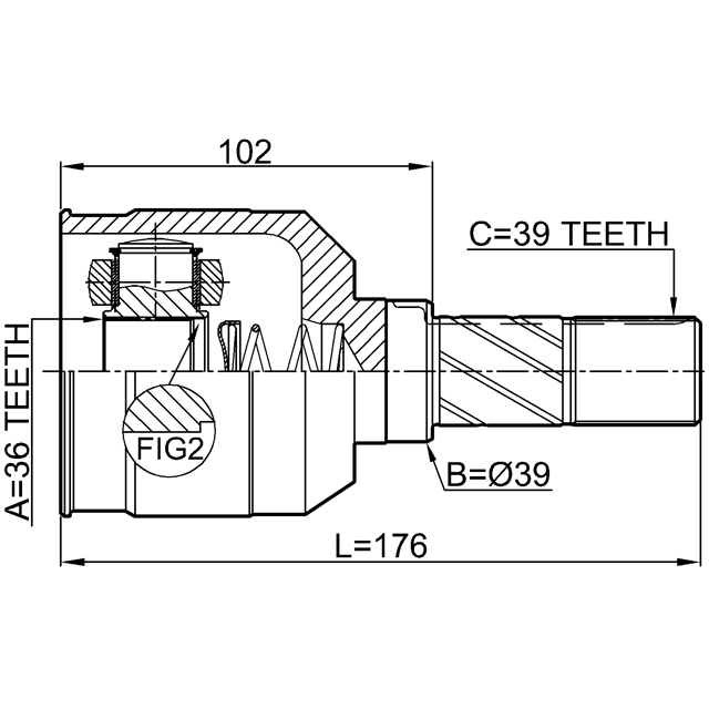 ШРУС ВНУТРЕННИЙ ЛЕВЫЙ 36X39X39, шт preview 2