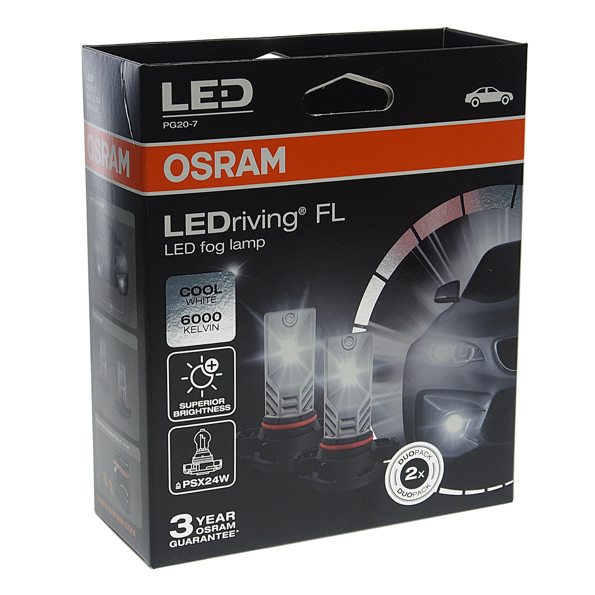 Лампа светодиодная 12V PSX24W PG20-7 6000K бокс (2шт.) LED Premium Cool White OSRAM preview 1