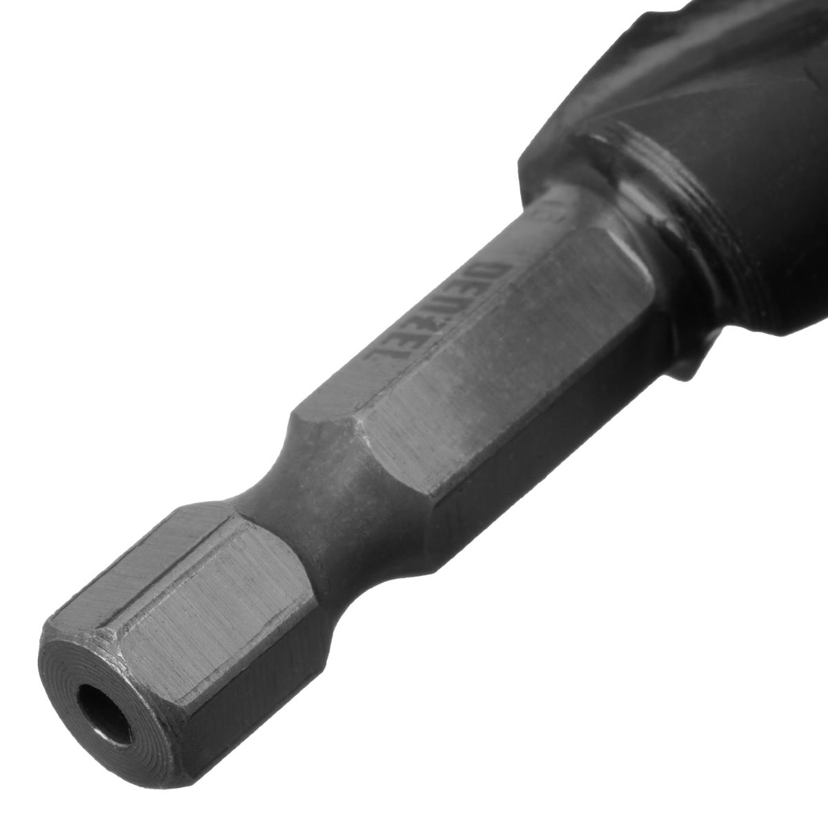 Сверло ступенчатое 4-5-6-7-8-9-10-11-12 мм, Р6М5, 6-гр. хвостовик Denzel preview 5