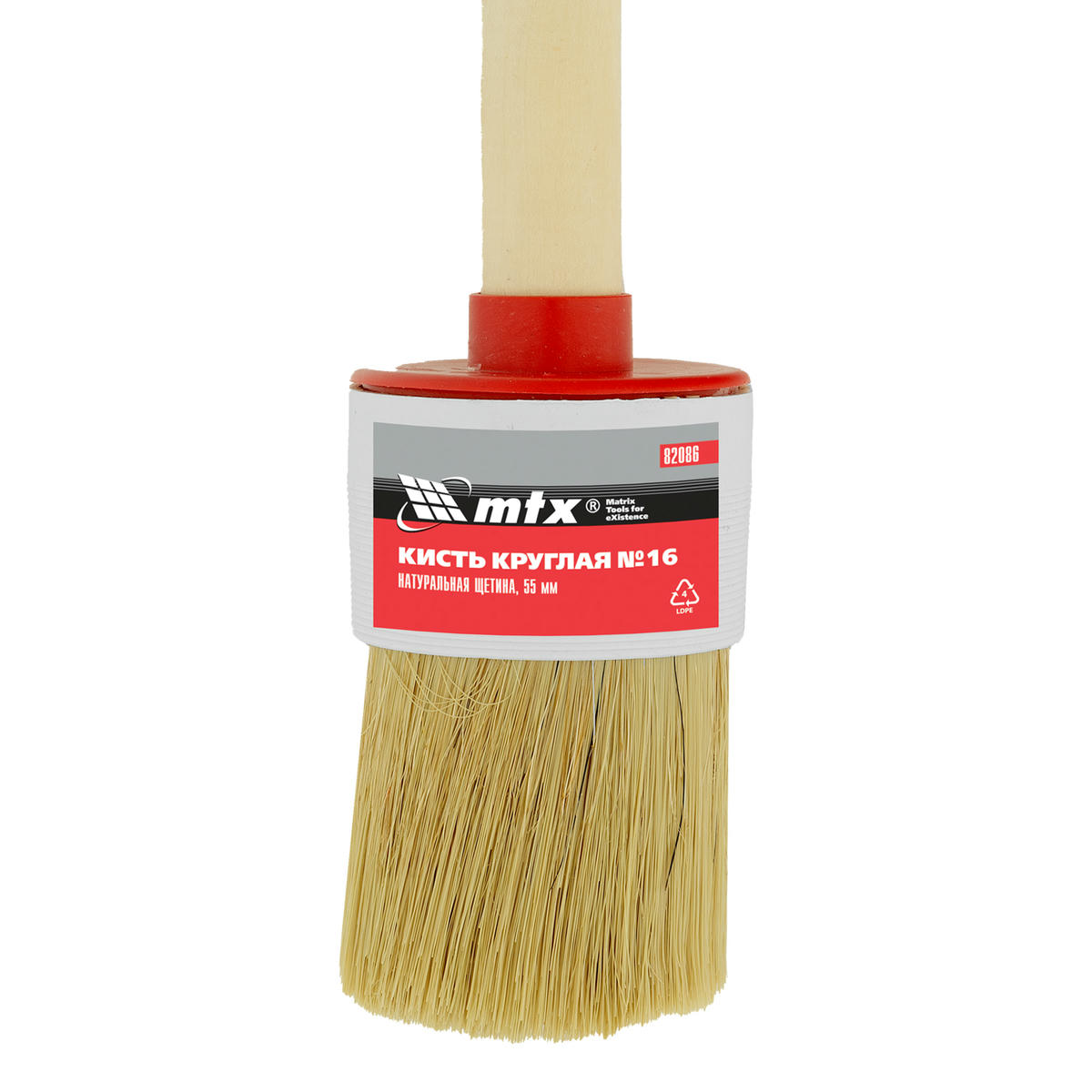 Кисть круглая № 16 (55 мм), натуральная щетина, деревянная ручка// MATRIX preview 4