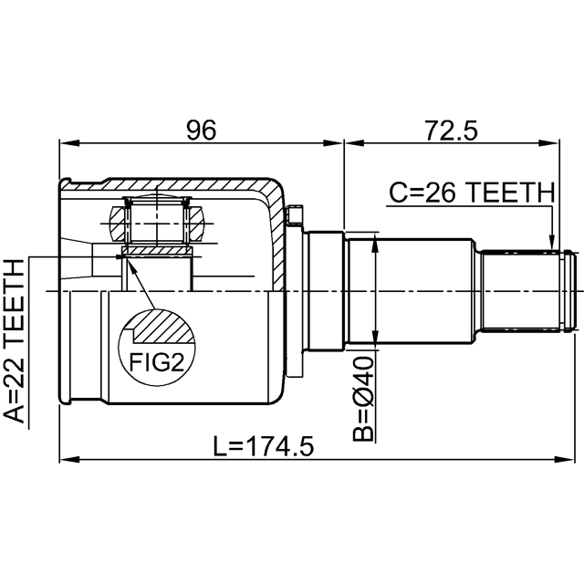 0711-GVJBRH_ШРУС внутренний правый к-кт! 22x40x26 Suzuki Grand Vitara/Escudo 06-14 preview 2