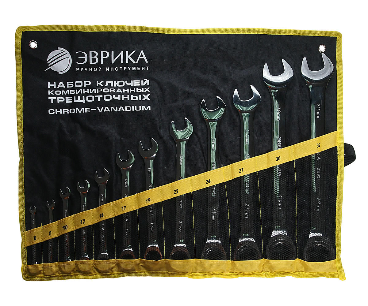 Набор ключей комбинированных 12пр трещоточных ЭВРИКА preview 1