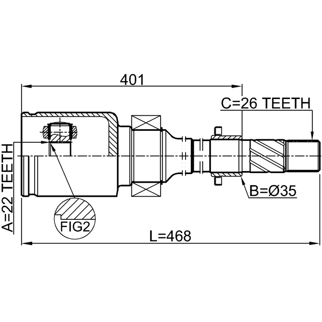 ШРУС ВНУТРЕННИЙ ПРАВЫЙ 22X35X26, шт preview 2