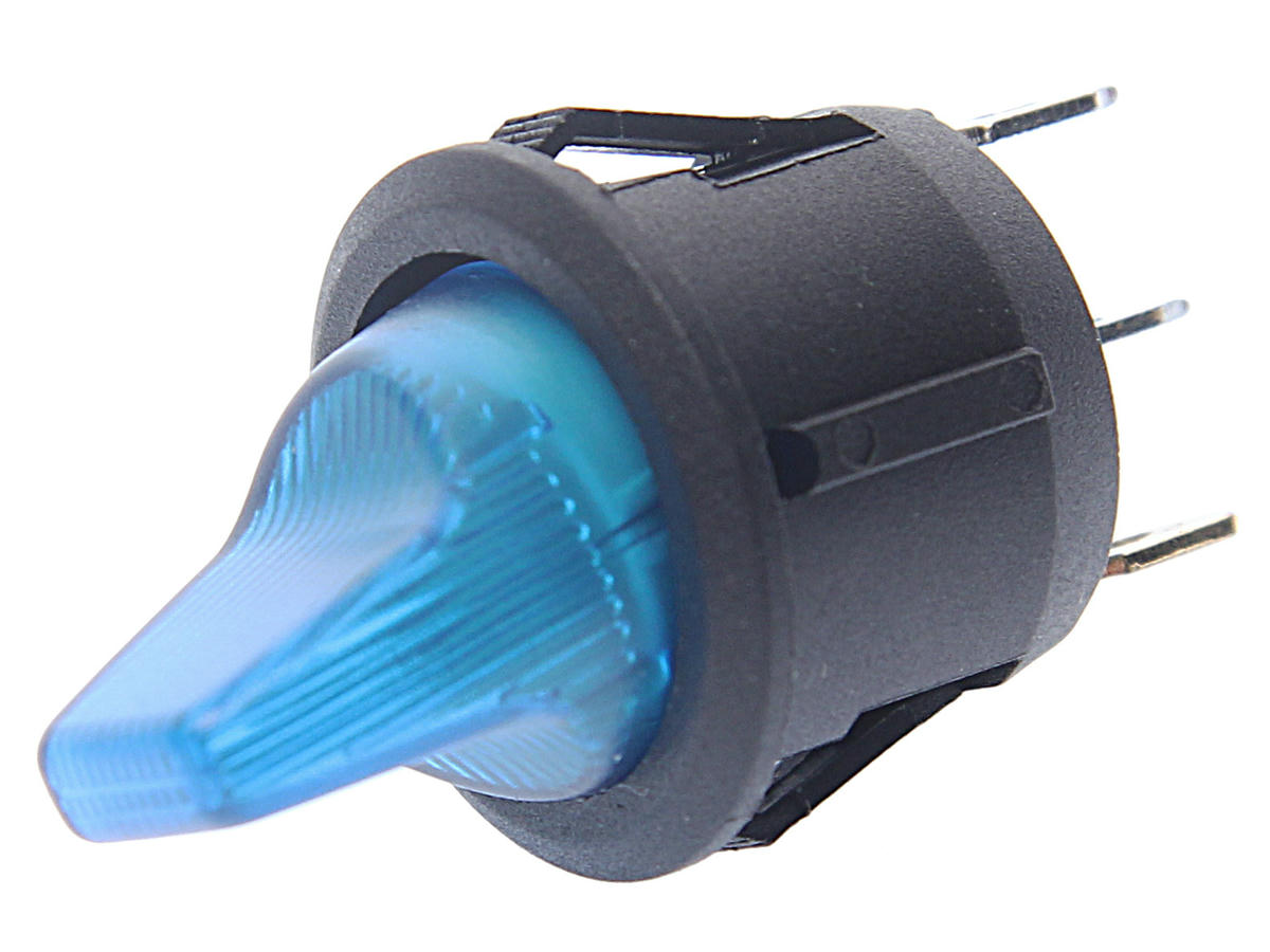 Выключатель клавишный круглый 12V 16A синий с подсв. preview 1