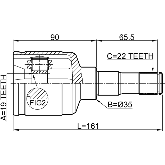 Шрус внутренний правый 19x35x22 preview 2