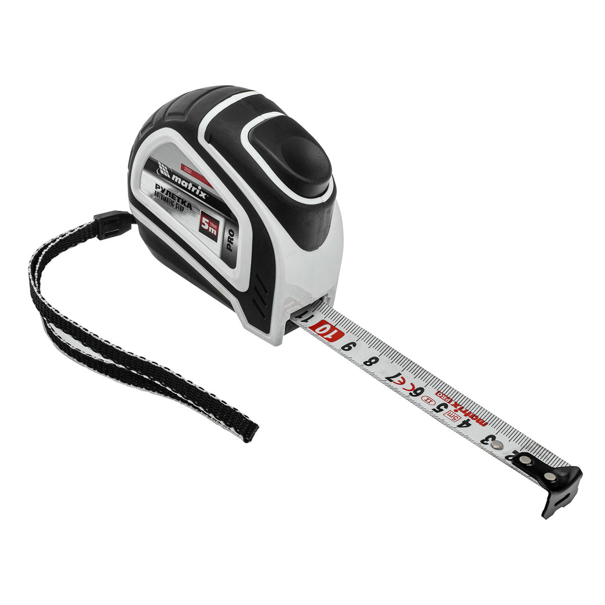 Рулетка Autostop, 5 м х 19 мм, двухкомпонентный корпус, автоматическая фиксация, PRO// Matrix preview 3
