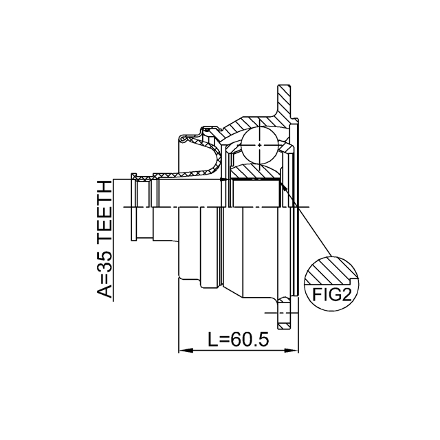 ШРУС карданного вала задний 35x107 SUZUKI GRAND VITARA JB419WD-4 0711-JB424RSHA preview 2