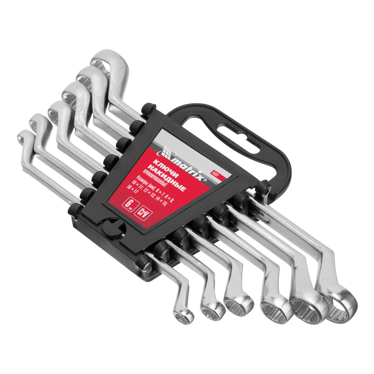 Набор ключей накидных 6–17мм, CR-V, 6шт., полированный хром MATRIX preview 1