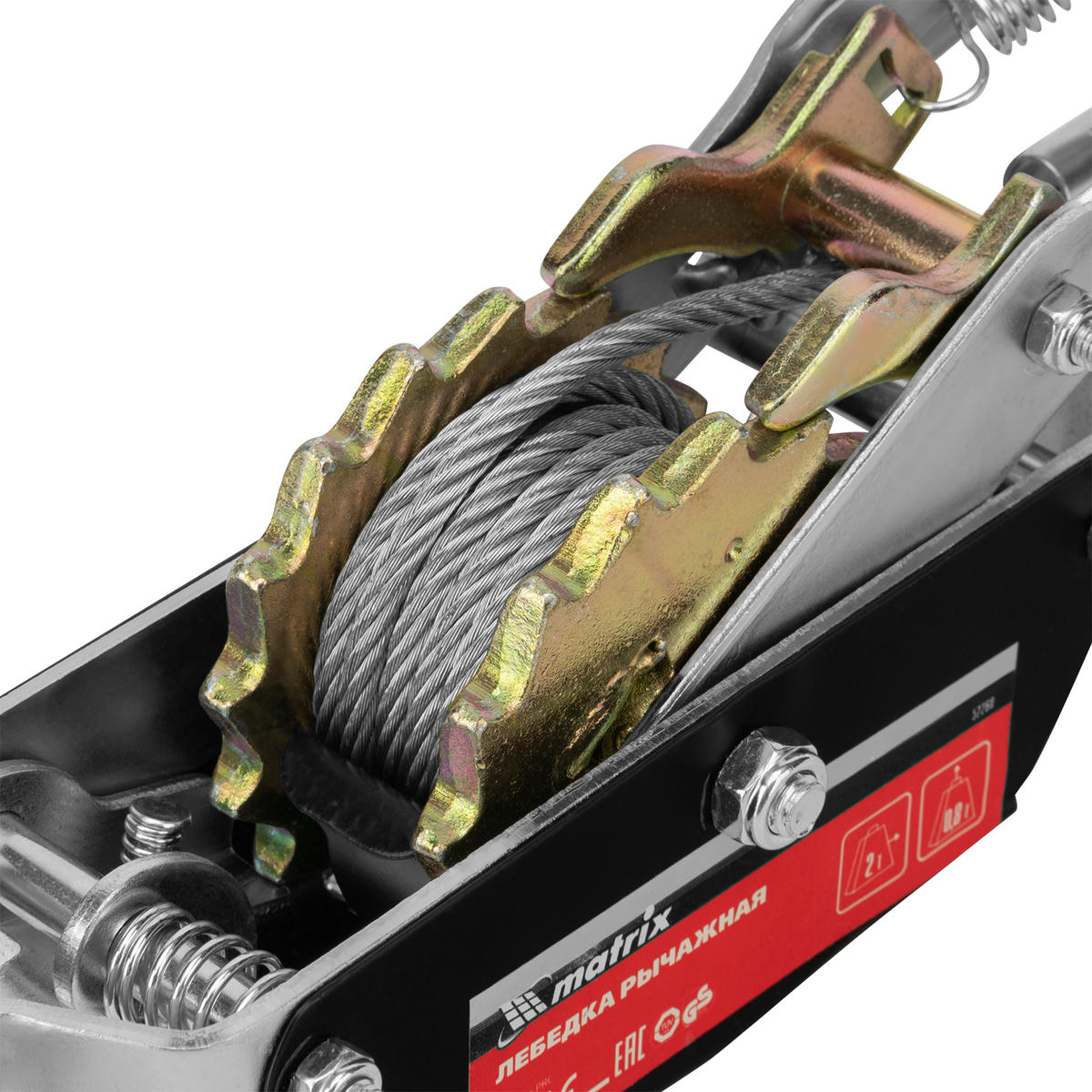 Лебедка рычажная, тяга - 2 т, подъем - 0, 8 т, двойное храповое колесо MATRIX 52260 preview 4