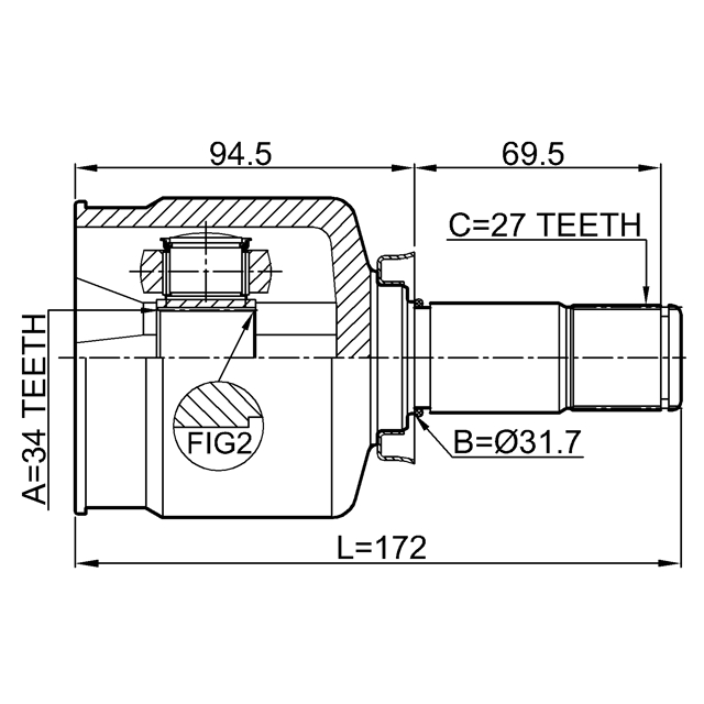 Шрус внутренний левый 34X31.7X27 preview 2