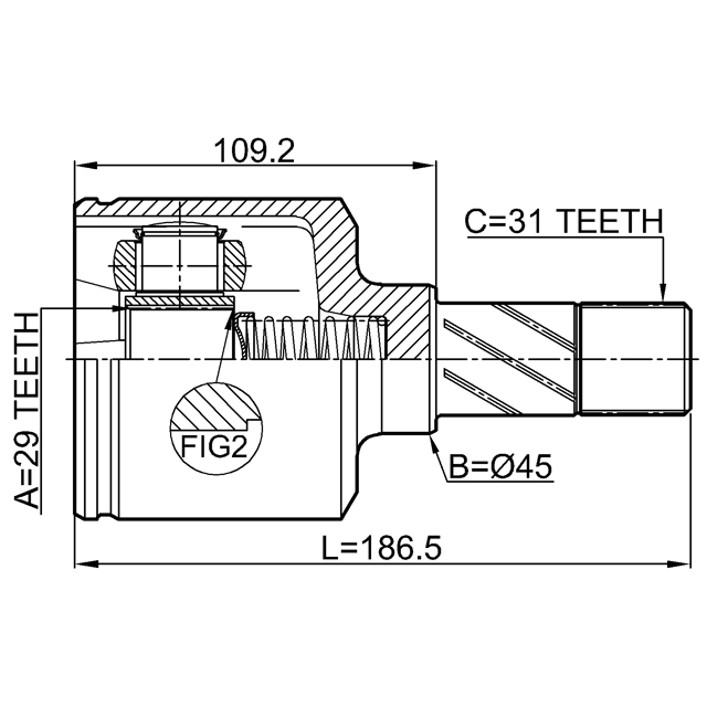 ШРУС внутренний FEBEST 2811-DUCLH preview 2