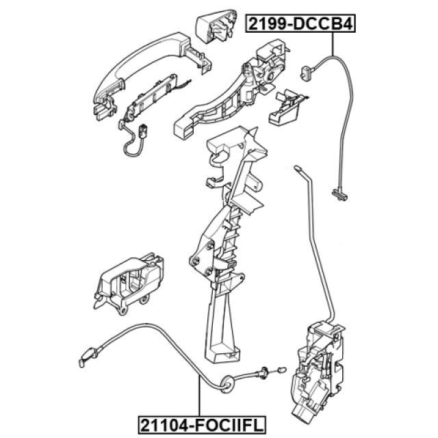 Трос внешней ручки замка двери FORD Focus II/C-Max 03-07 FEBEST 2199-DCCB4 preview 2