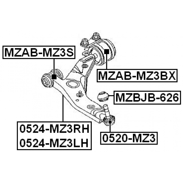 Сайлентблок передний подвески FEBEST MZAB-MZ3BX preview 2