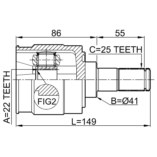 ШРУС внутренний FEBEST 2211CERII16 preview 2