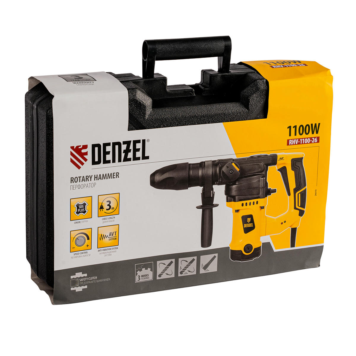 DENZEL 26610 Перфоратор электрический RHV-1100-26, SDS-plus, 1100Вт, 4Дж, 3 реж. preview 15