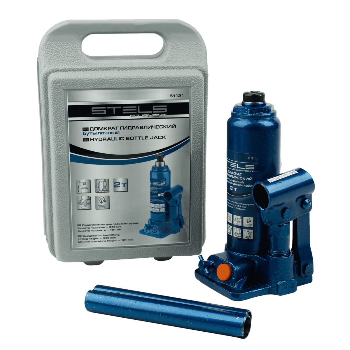 Домкрат бутылочный 2т гидравлический 181-345мм кейс STELS preview 17