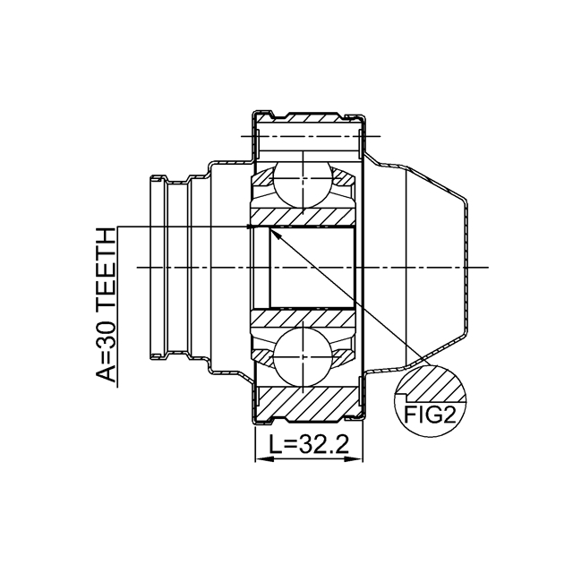 ШРУС карданного вала FEBEST 2211-FQSHA preview 2