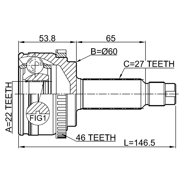 2210-SOULA46_ШРУС наружный к-кт! 22x60x27 Hyundai Solaris 1.4-1.6 09> preview 2