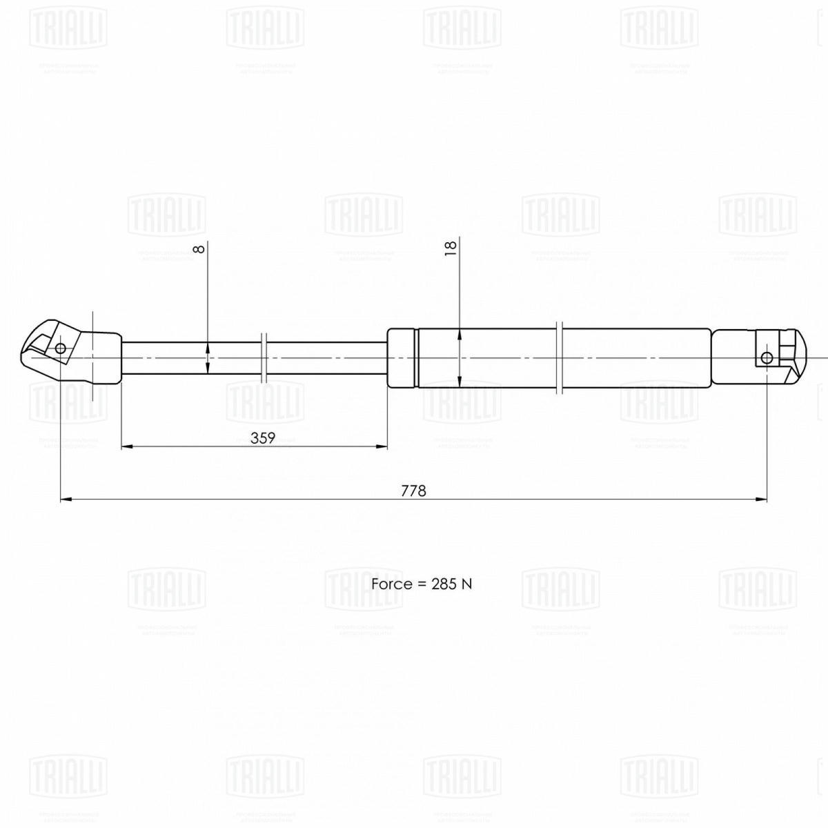 Газовый упор капота TRIALLI GS 1816 preview 2