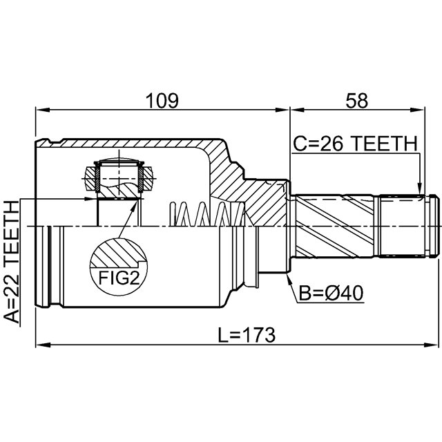 ШРУС ВНУТРЕННИЙ ЛЕВЫЙ 22X40X26 preview 2