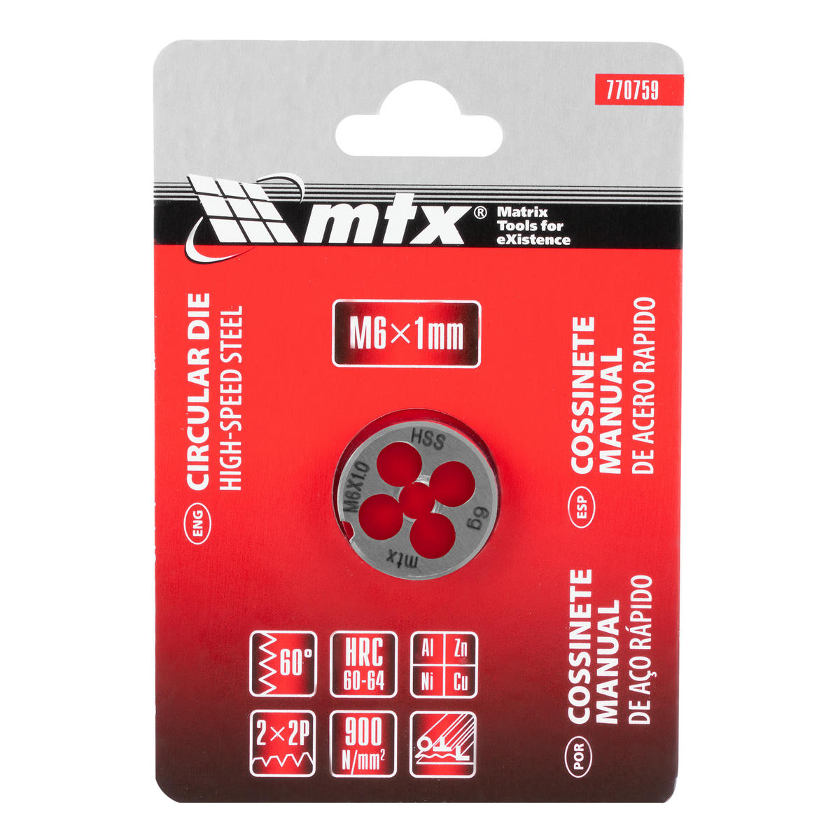 Плашка М6 х 1,0 мм, Р6М5 MATRIX preview 6