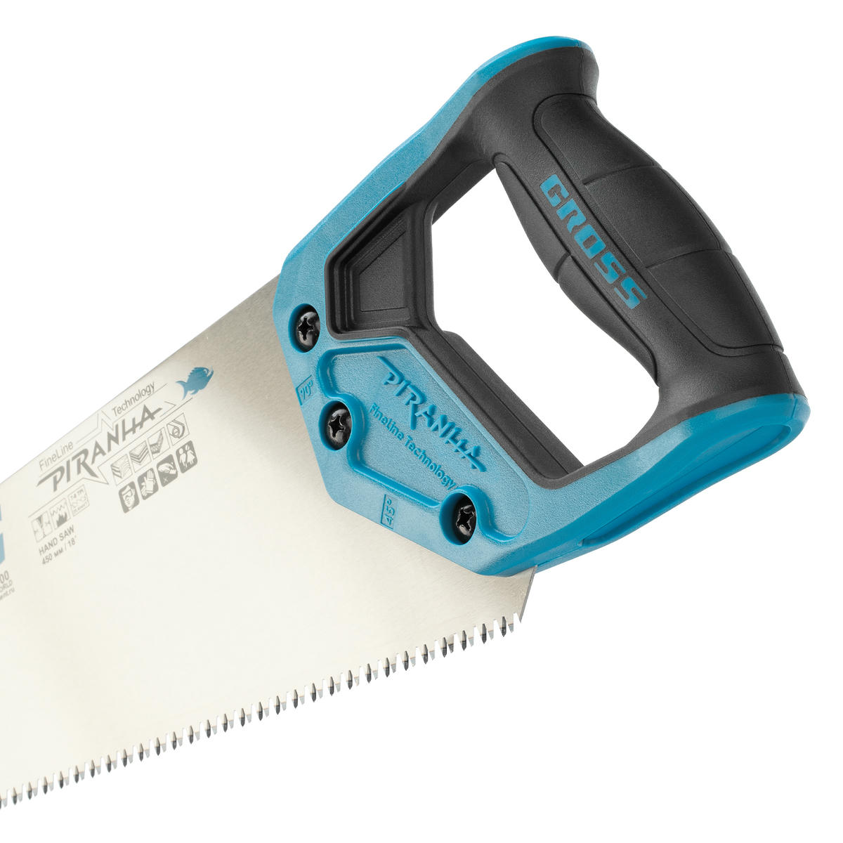 Ножовка по дереву "PIRANHA", 450 мм, 7-8 TPI, зуб - 3D, каленый зуб, 2-х комп. рук-ка GROSS preview 3