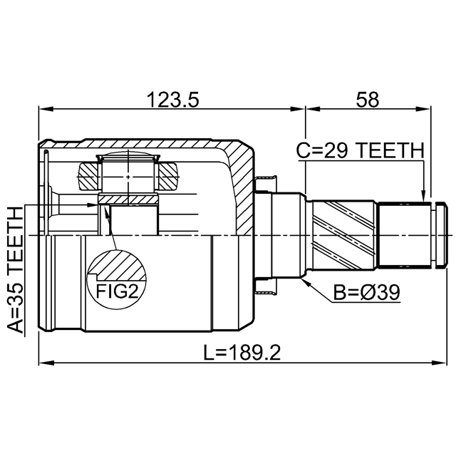 Шрус внутренний левый 35x39x29 preview 2
