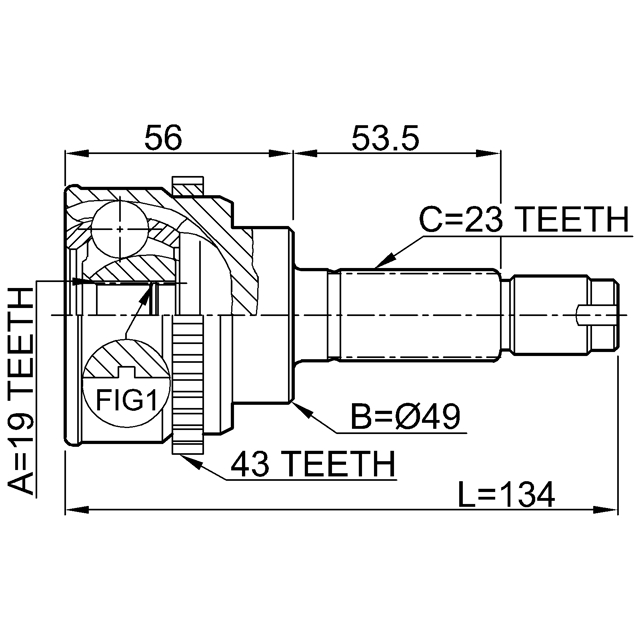 ШРУС наруж.19X49X23 SUZUKI IGNIS RG413/RG415/RM413/RM415 2000-2008 preview 2