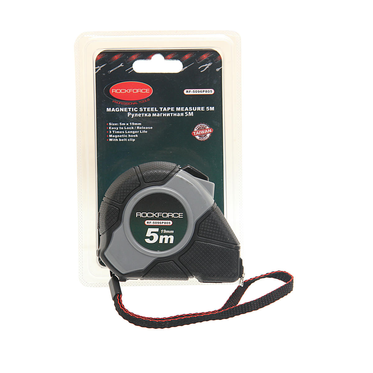 Рулетка 5м*19мм, магнитный зацеп (в блистере) ROCK FORCE preview 1