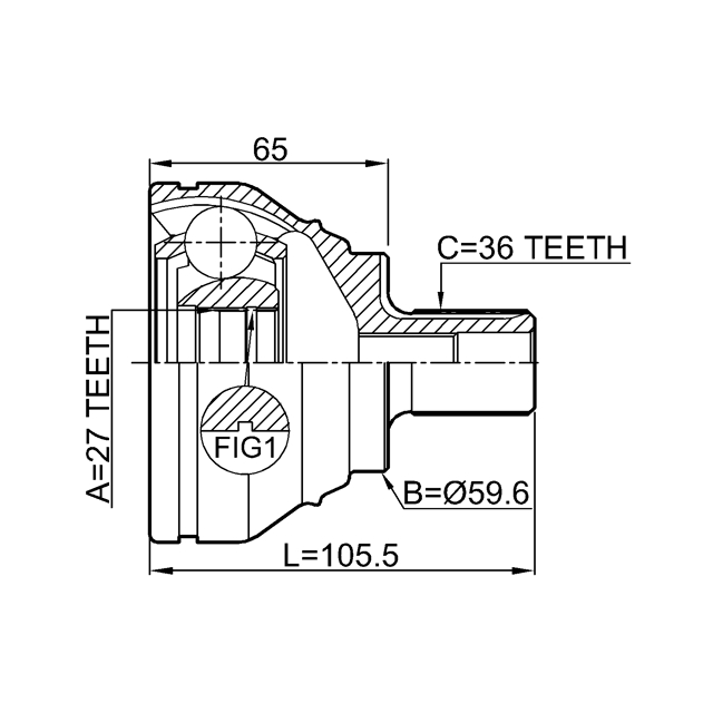 ШРУС НАРУЖНЫЙ 27X59.6X36 (FEBEST) preview 2