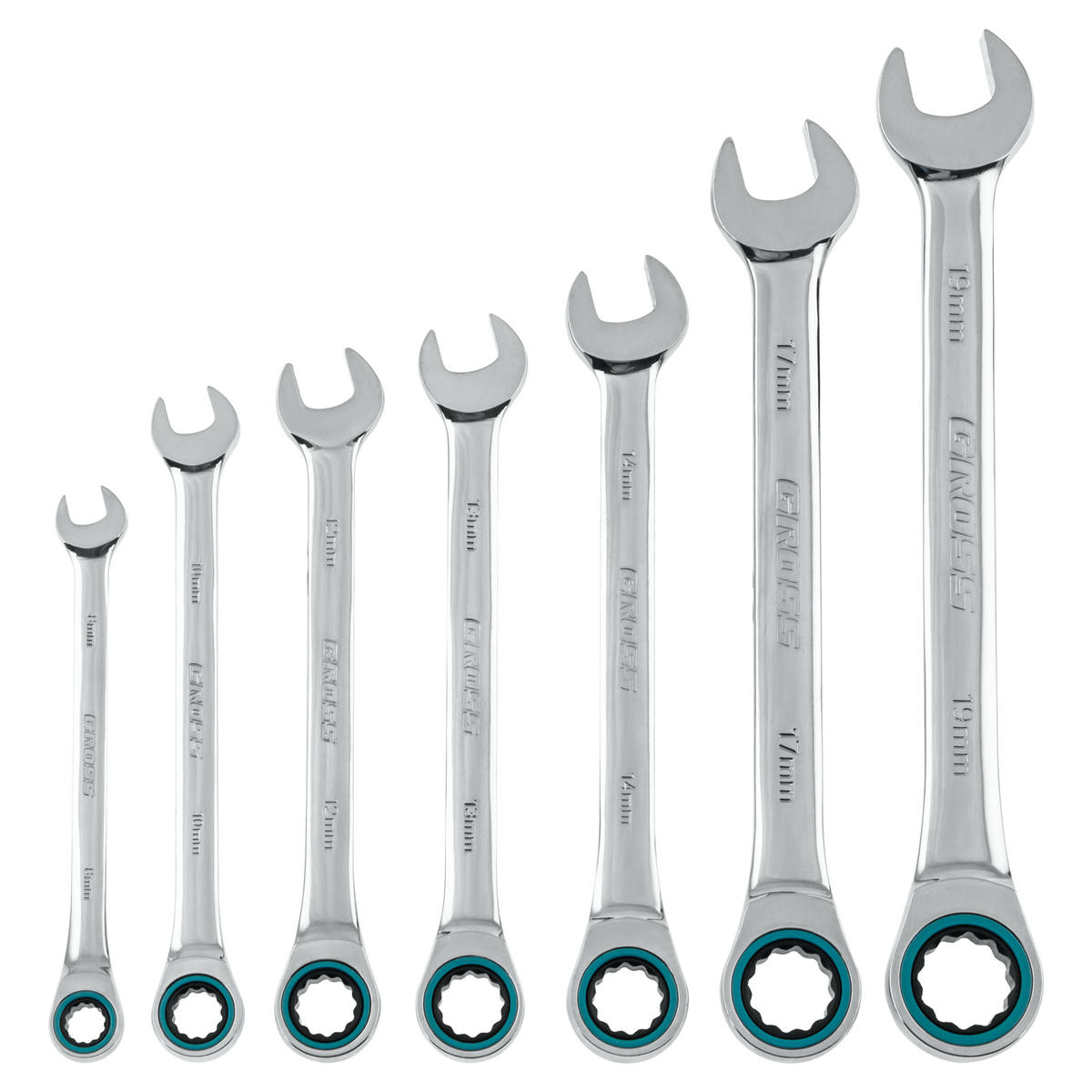 Набор ключей комбинированных 7шт 8-19мм с трещоткой GROSS preview 1