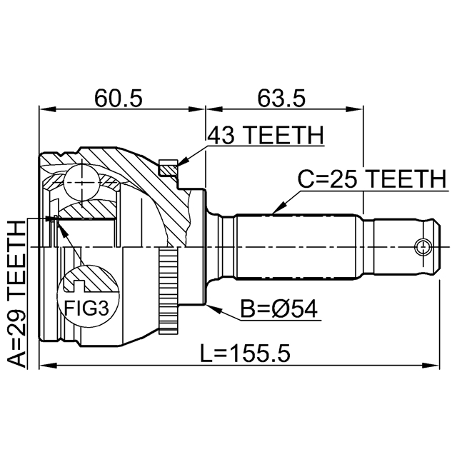 Шрус наружный 29x54x25 preview 2