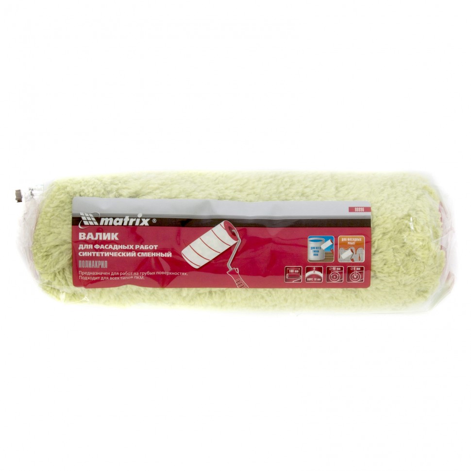 Валик сменный для фасадных работ синтетический, 180 мм, ворс 18 мм, D 36 мм, D ручки 6 мм, полиакрил MATRIX 80896 preview 1