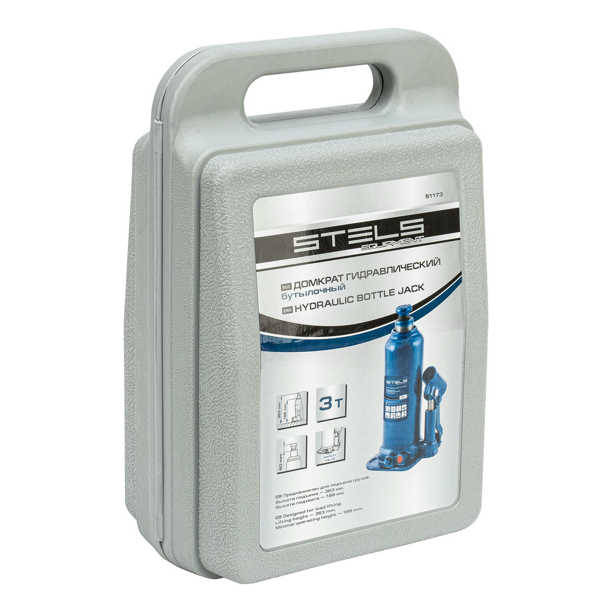 Домкрат бутылочный 3т гидравлический подъем 188-363мм в кейсе STELS preview 11