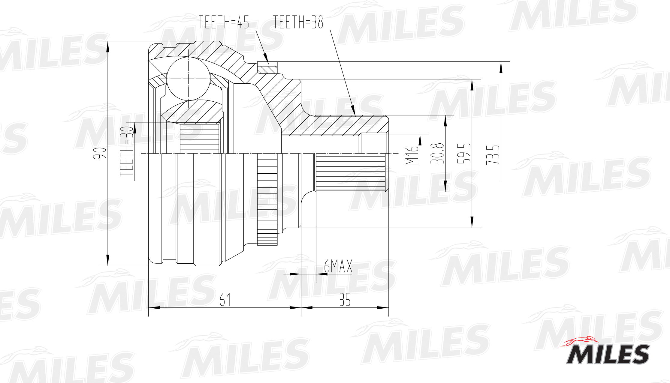 ШРУС AUDI 80/90/100/A6 I 2.0-2.8 88-97 нар. +ABS preview 1