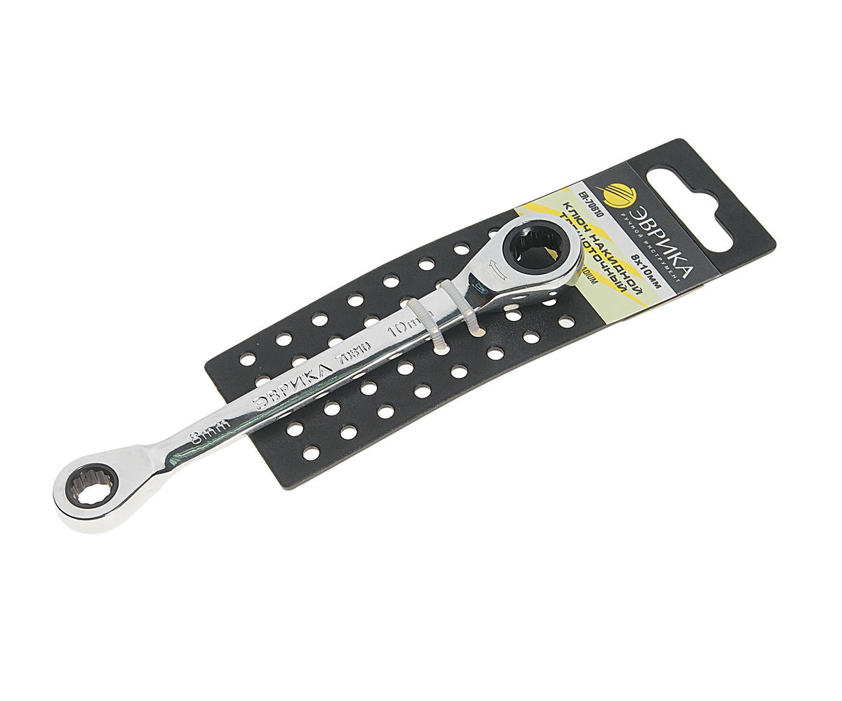 Ключ накидной 8х10мм трещоточный ЭВРИКА preview 1