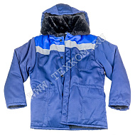 Куртка мужская "Патриот" зимняя с мех. воротником т-синяя с васильковым (52-54, 170-176)