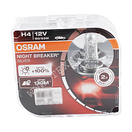 Лампа 12V H4 (60/55) P43t-38+100% NIGHT BREAKER SILVER (2шт) 12V Osram